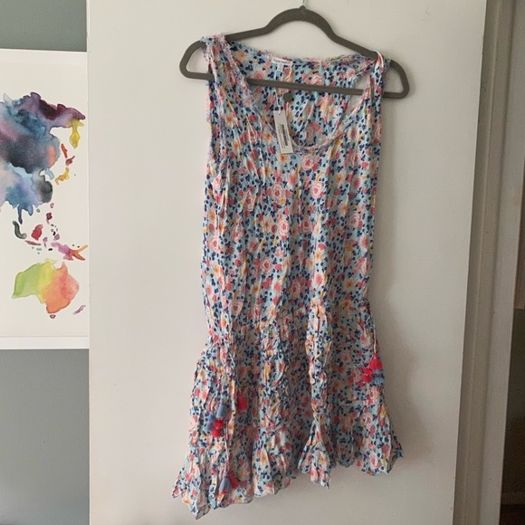 Poupette St. Barth Floral Mini Dress - Blue and Pink - Picture 2 of 12